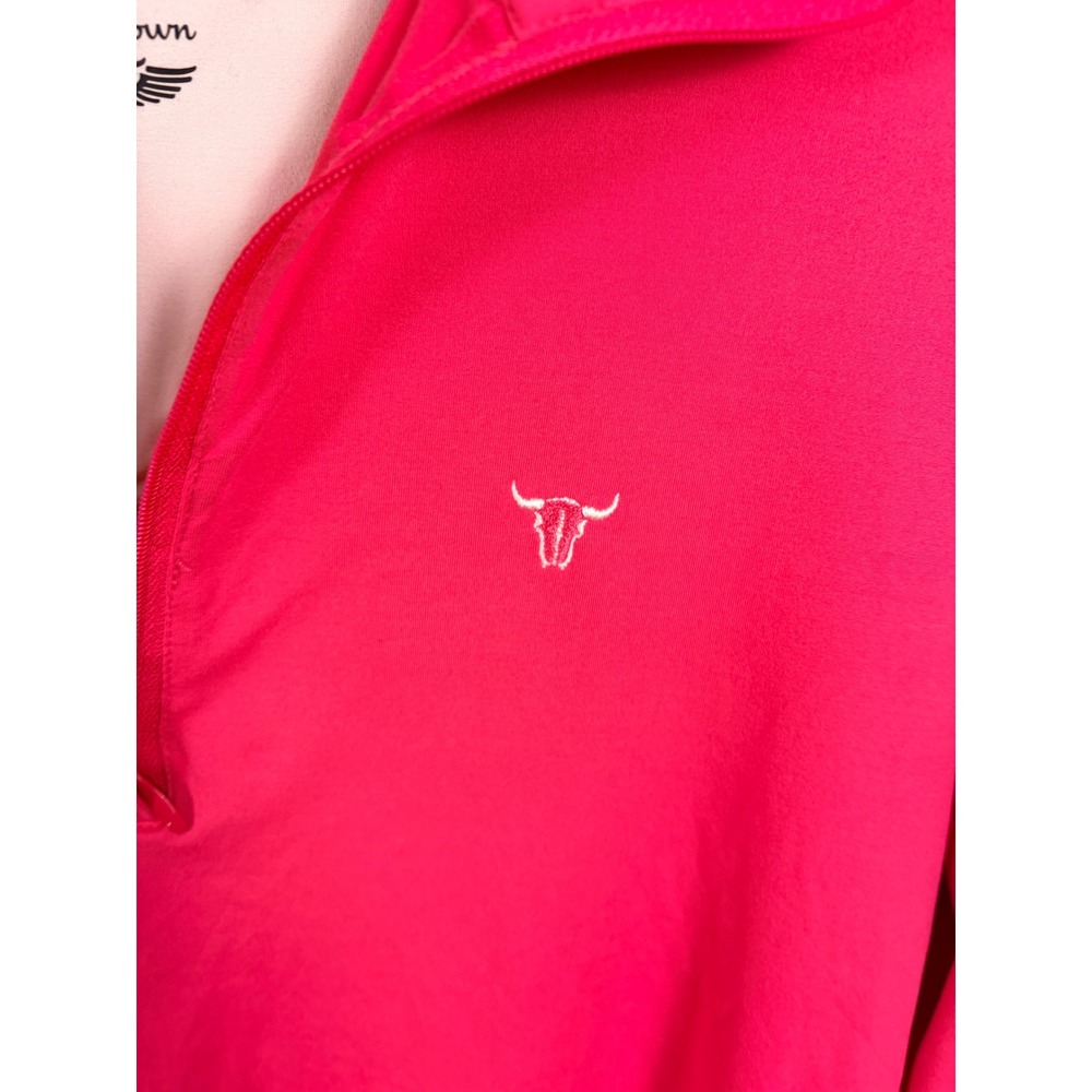 Straight Down Golf Pullover Womens M Pink Quarter Zip Steer Skull Long Sleeve - Picture 5 of 7